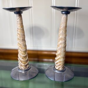 Elegant Silver and Cream Candle Holders